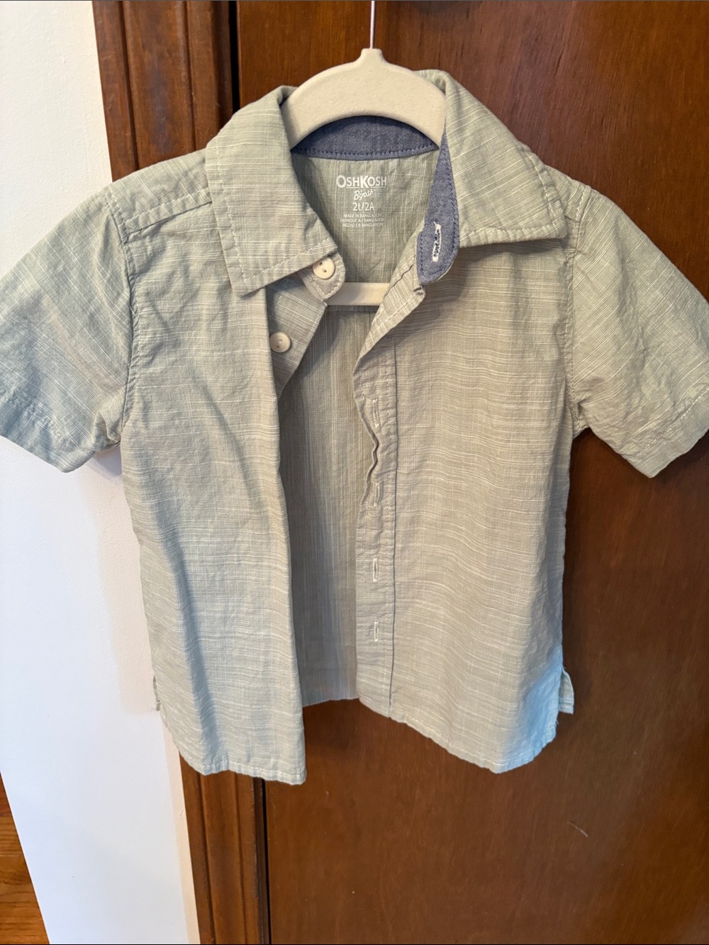 OshKosh B'gosh Short-Sleeve Button-Down Shirt in Sage Green
